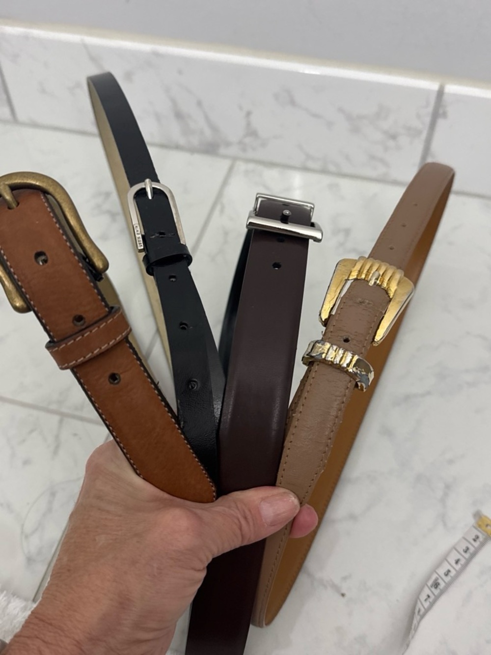 Men's Leather Belt Collection - Black, Dark Brown, Tan, Light Brown